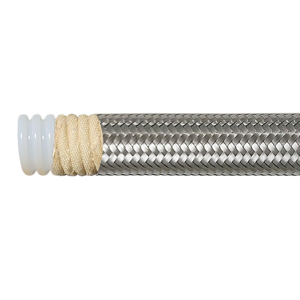 304 Stainless Steel Braid Glass Fibler Reinforcement Convoluted PTFE Tube Corrosion Resistance Corrugated PTFE Hose